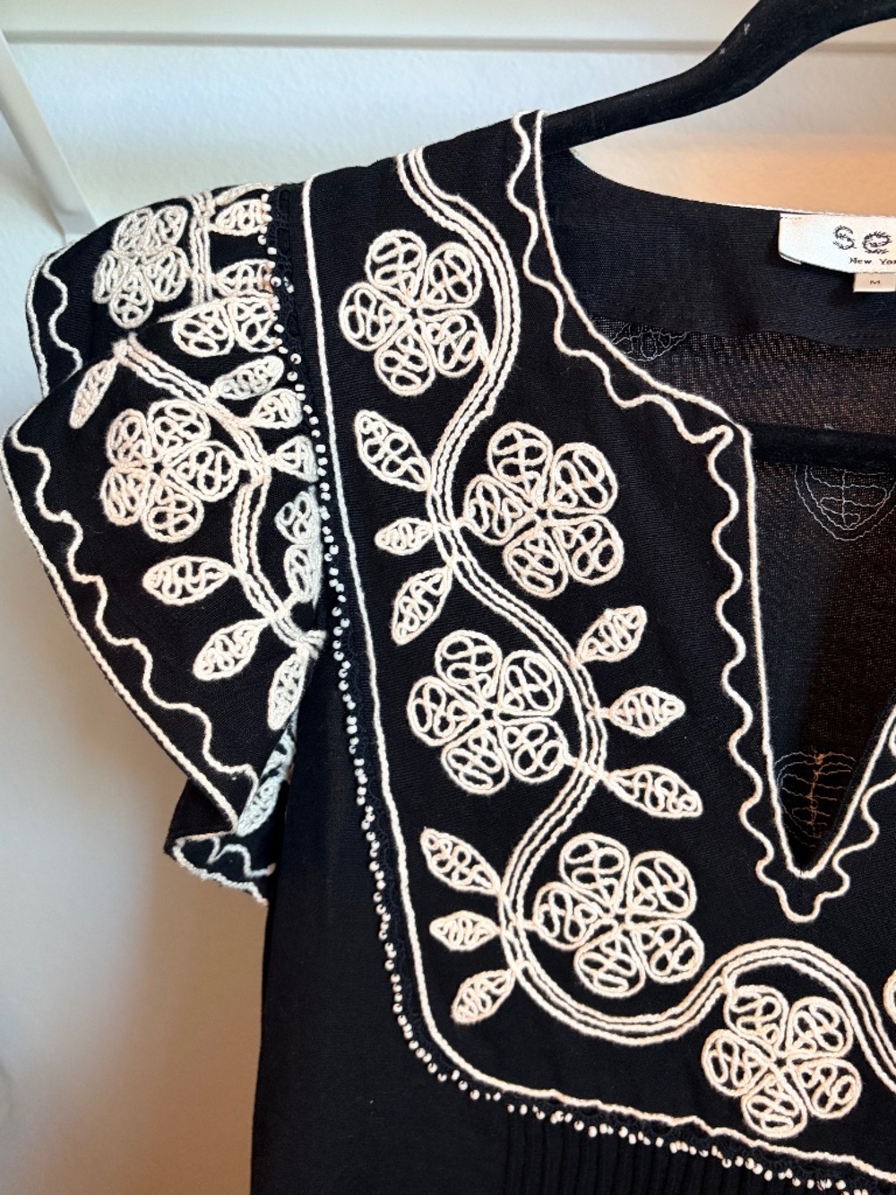 SEA New York | Beck Pintucked Embroidered Cotton And Linenblend Mini | Size Med - Picture 2 of 7